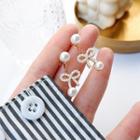 Faux Pearl Drop Earring 1 Pair - Silver Needle Earrings - One Size