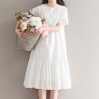 Frill Trim Short Sleeve Midi Dress With Slipdress