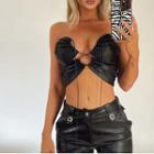 Pu-leather Tie-front Tank Top