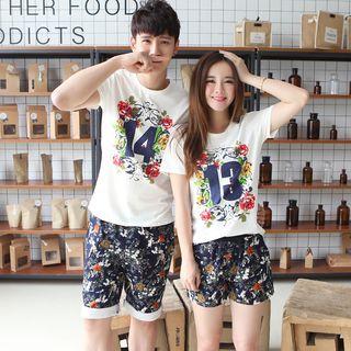 Printed T-shirt / Floral Shorts