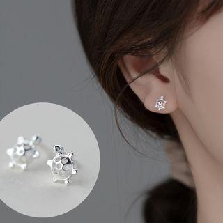 Turtle Ear Stud 1 Pair - Silver - One Size