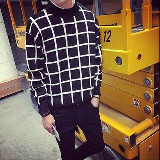 Check Mock Neck Sweater