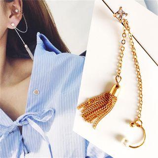 Tassel Drop Earring With Ear Cuff