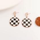 Heart Checkered Stud Earring / Clip-on Earring