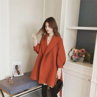 Balloon-sleeve Coat With Sash