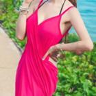 Beach Cover-up Wrap Dress Rose Pink - One Size