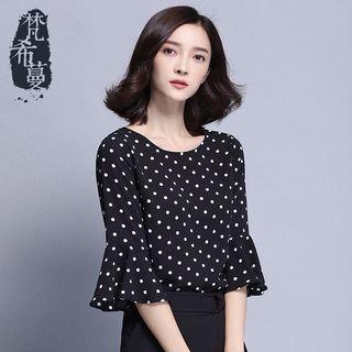 Polka Dot Bell-sleeve Blouse