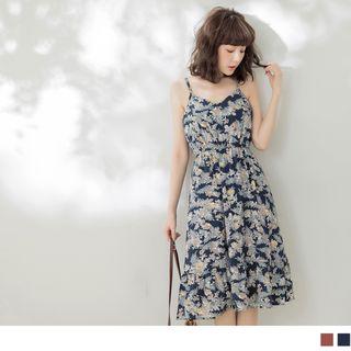 Sleeveless Floral Ruffle Midi Dress