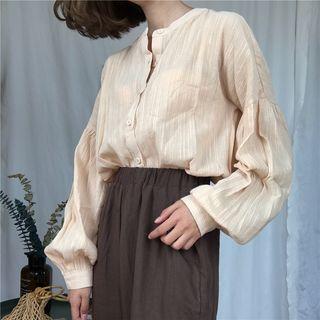 Drop-shoulder Balloon-sleeve Blouse