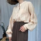 Drop-shoulder Balloon-sleeve Blouse