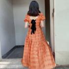 Square-neck Bow-back Chiffon Dress