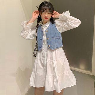 Denim Buttoned Vest / Shirtdress