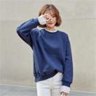Crochet-trim Brushed-fleece Lined Sweatshirt