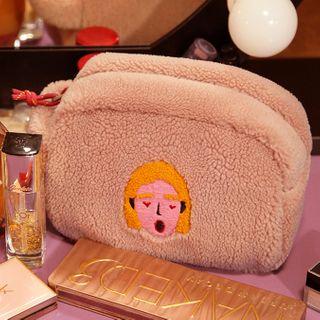 Embroidered Chenille Makeup Pouch
