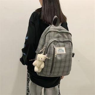 Plaid Lettering Backpack