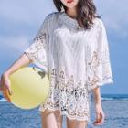 Lace Panel 3/4 Sleeve Cover-up