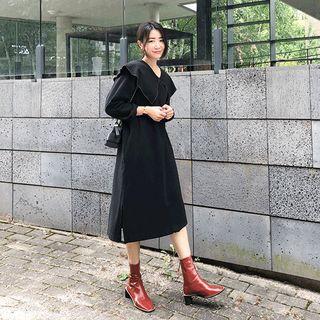 Wide-collar Slit-side Dress