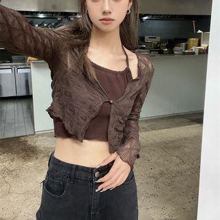 Cropped Halter Top / Lace Jacket