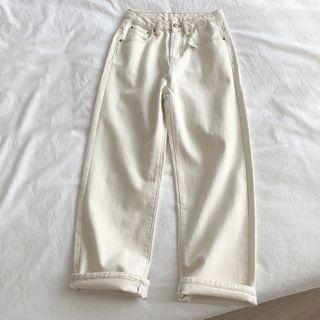 High-waist Plain Straight Leg Jeans