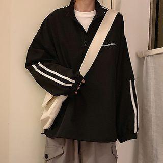 Stripe-side Half-zip Pullover