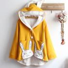 Rabbit Applique Fleece Lined Hooded Coat