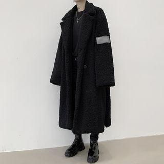 Faux-shearling Double-breasted Midi Coat