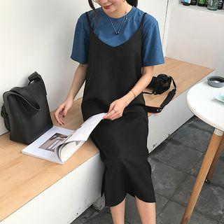 Short-sleeve Plain T-shirt / Jumper Midi Dress