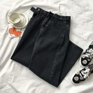 Studded Washed Straight Leg Jeans