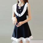Set: Sleeveless Frill-trim Top + A-line Mini Skirt