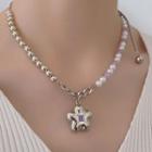 Faux Pearl Star Necklace White & Pink Faux Pearl - Silver - One Size