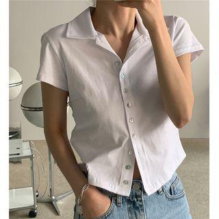 Single-breasted Short-sleeve Tee White - One Size