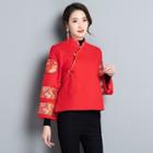 Long-sleeve Floral Embroidered Hanfu Top