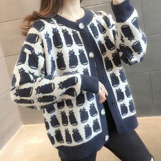 Cartoon Cat Jacquard Cardigan