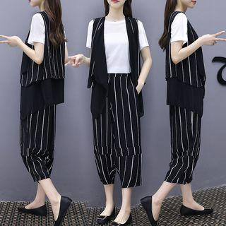 Set: Asymmetric Open-front Vest + Cropped Pants