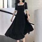 Square-neck Midi Dress Black - One Size