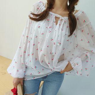 Tie-front Pattern Loose-fit Top