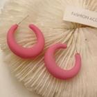 Plain Open Hoop Earring 1 Pair - S925 Silver Pin Stud Earrings - Pink - One Size