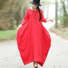 Long-sleeve Frog Buttoned Maxi Dress
