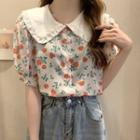 Floral Small Lapel Short-sleeve Shirt