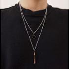 Layered Pendant Necklace Sliver - One Size