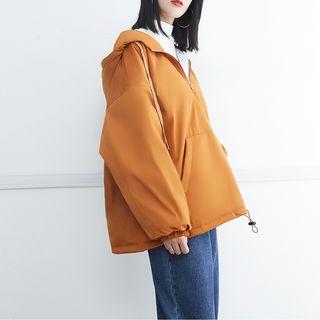 Dop-shoulder Hooded Padded Top