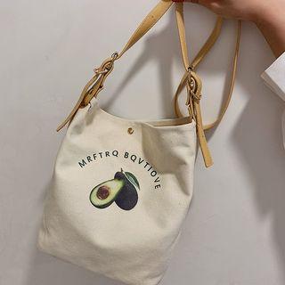 Avocado Printing Canvas Belted Cross Bag