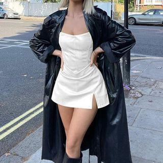 Pu Leather Tube Top + Pencil Skirt