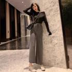 Boatneck Long-sleeve T-shirt / Wide-leg Pants