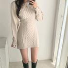 Cutout Mini Cable Knit Sweater Dress
