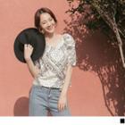 Puff Sleeve V-neck Paisley Print Top