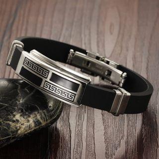 Stainless Steel Faux Leather Bracelet 930 - Bracelet - One Size