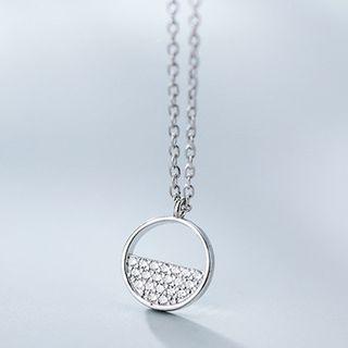 925 Sterling Silver Rhinestone Pendant Necklace S925 Sterling Silver Pendant Necklace - One Size