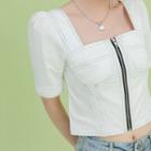 Square-neck Zip Front Cropped Blouse