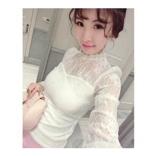 Mock Neck Lace Blouse